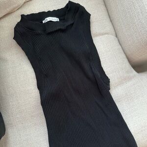 Black Mock Neck Ribbed Tank